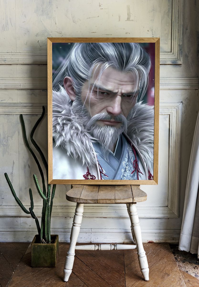 Warrior Emperor Fantasy Portrait Print. room preview
