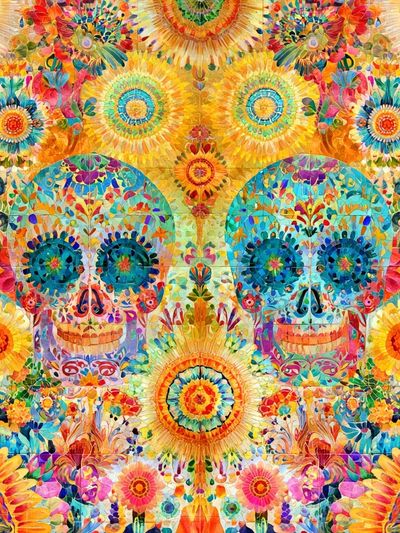 Floral Sugar Skull Illustration Poster. poster