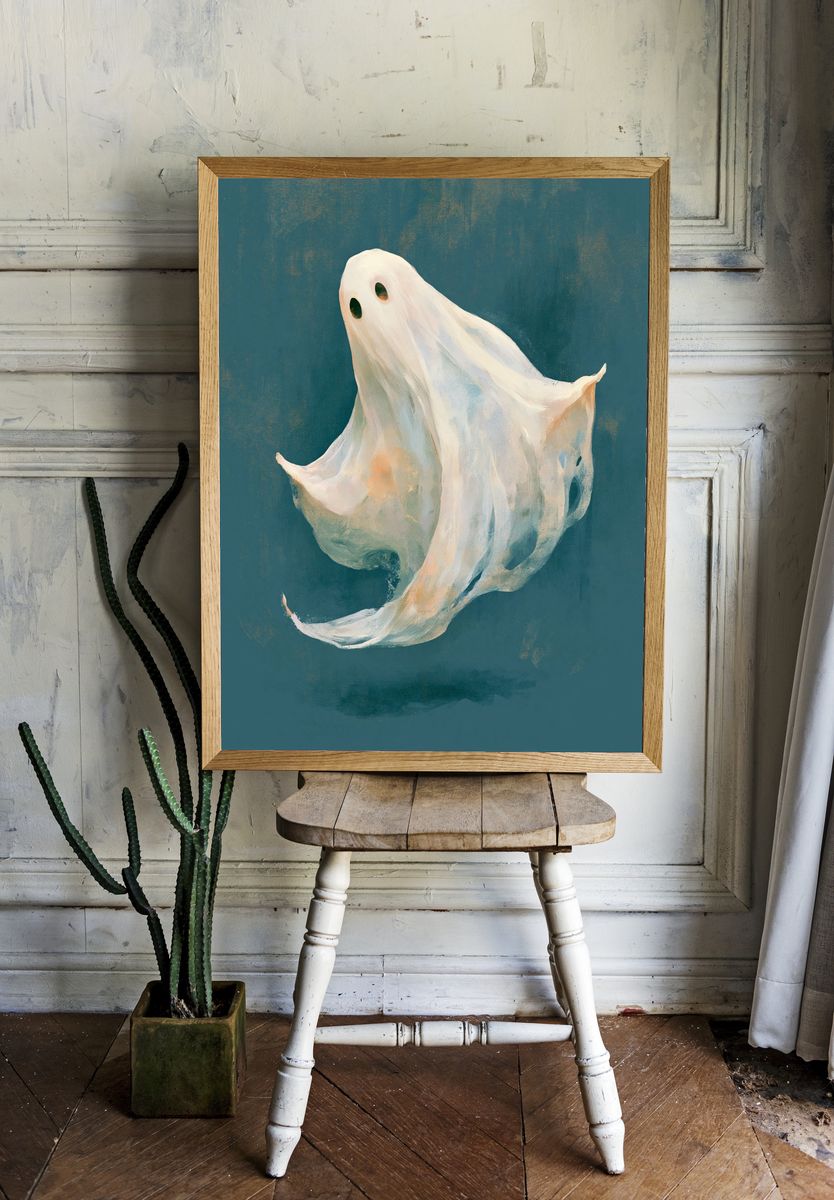 Floating Ghost Illustration Poster. room preview