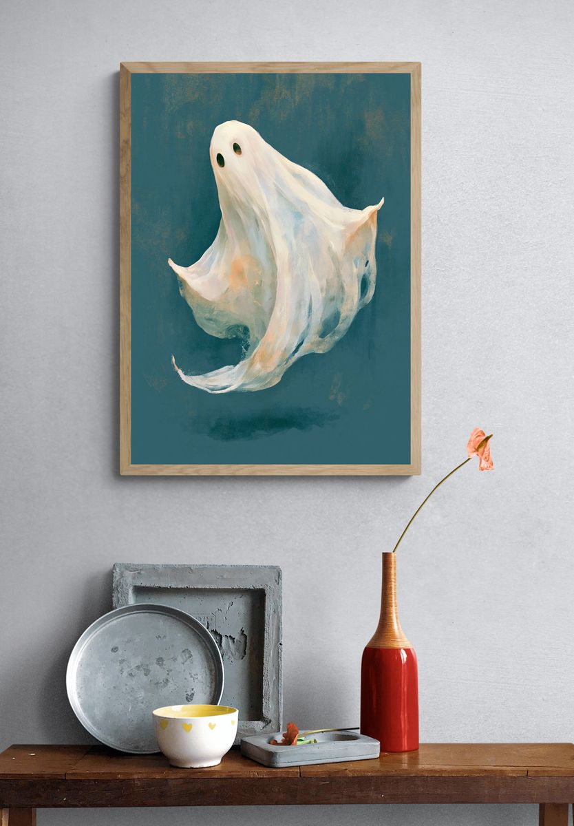Floating Ghost Illustration Poster. — room view 3