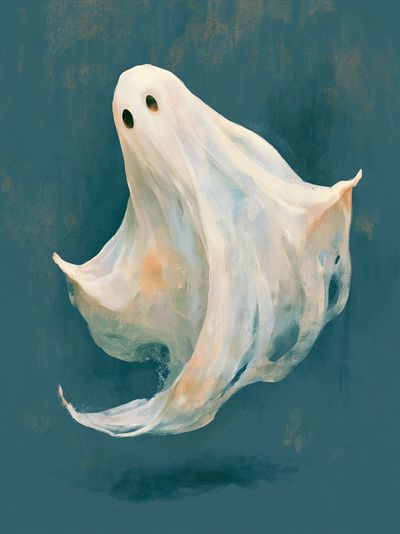 Floating Ghost Illustration Poster. poster