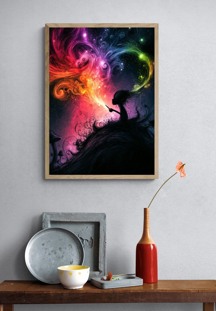 Library Reader Illustration Poster. — room view 3
