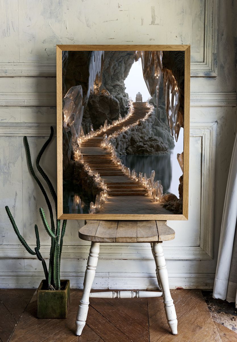 Crystal Cave Stairway Fantasy Print. room preview