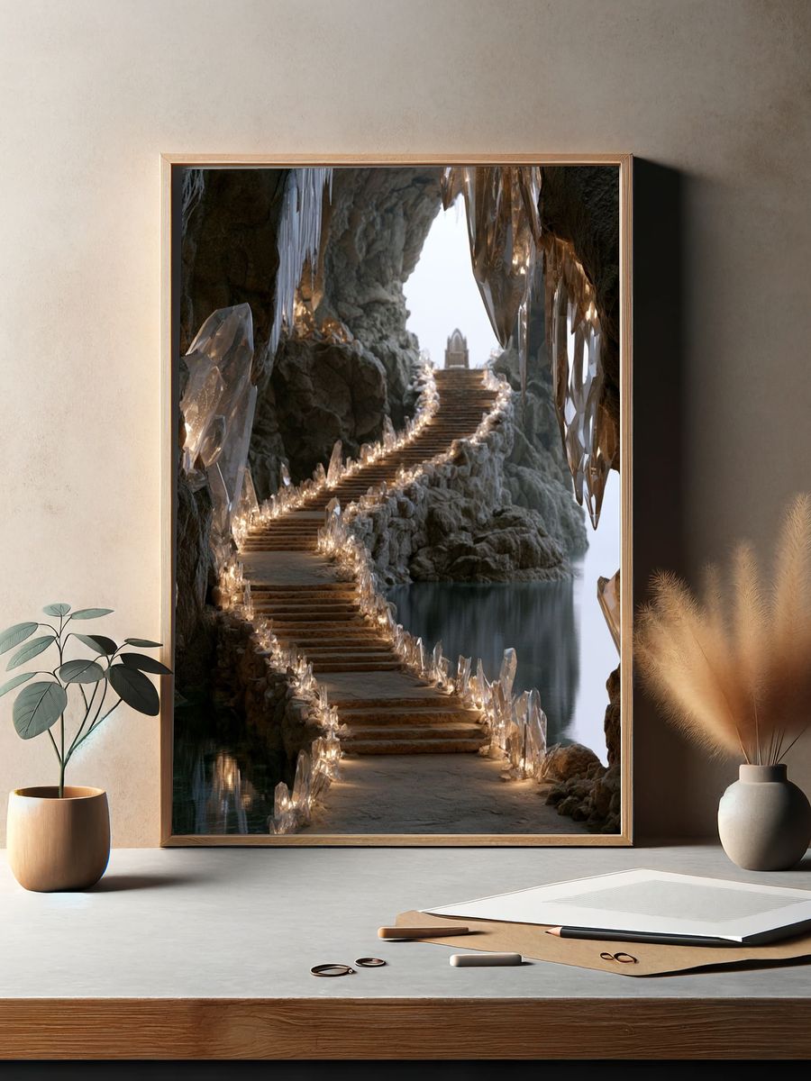 Crystal Cave Stairway Fantasy Print. — room view 2
