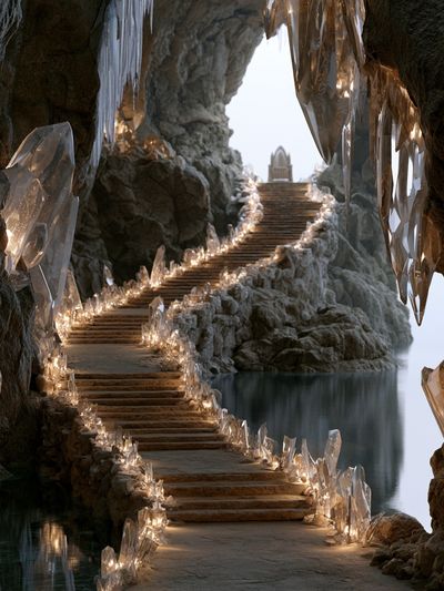 Crystal Cave Stairway Fantasy Print.