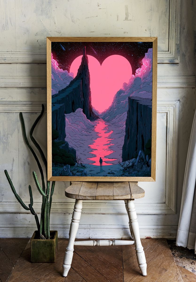 Cosmic Heartscape Illustration Poster. room preview