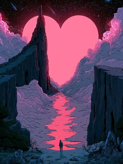 Cosmic Heartscape Illustration Poster.