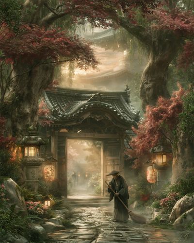 Zen Temple Garden — Illustration Print.