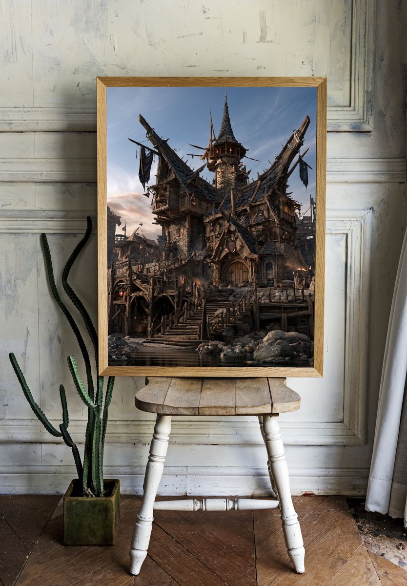 Fantasy Fortress Village Poster. — room view 1