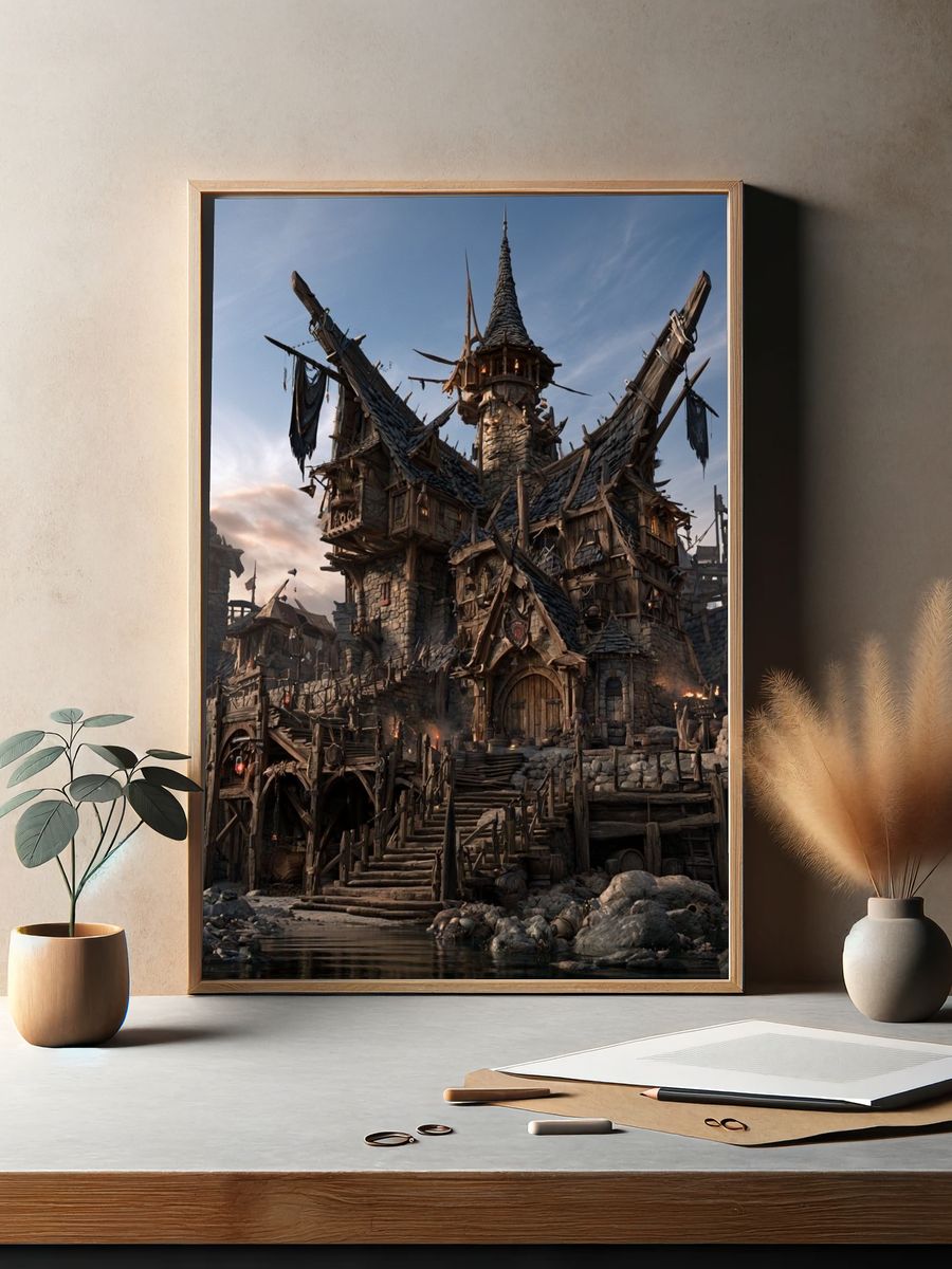 Fantasy Fortress Village Poster. — room view 2