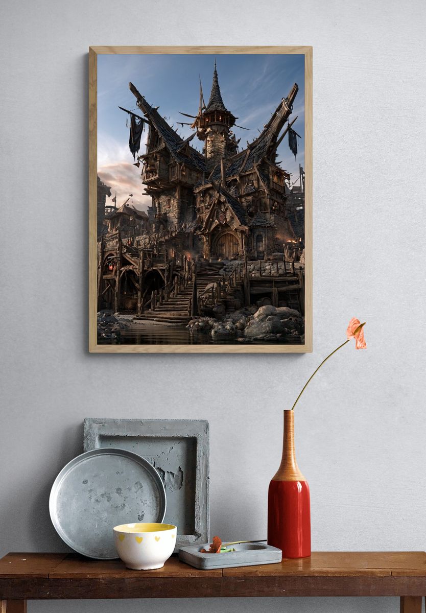 Fantasy Fortress Village Poster. — room view 3