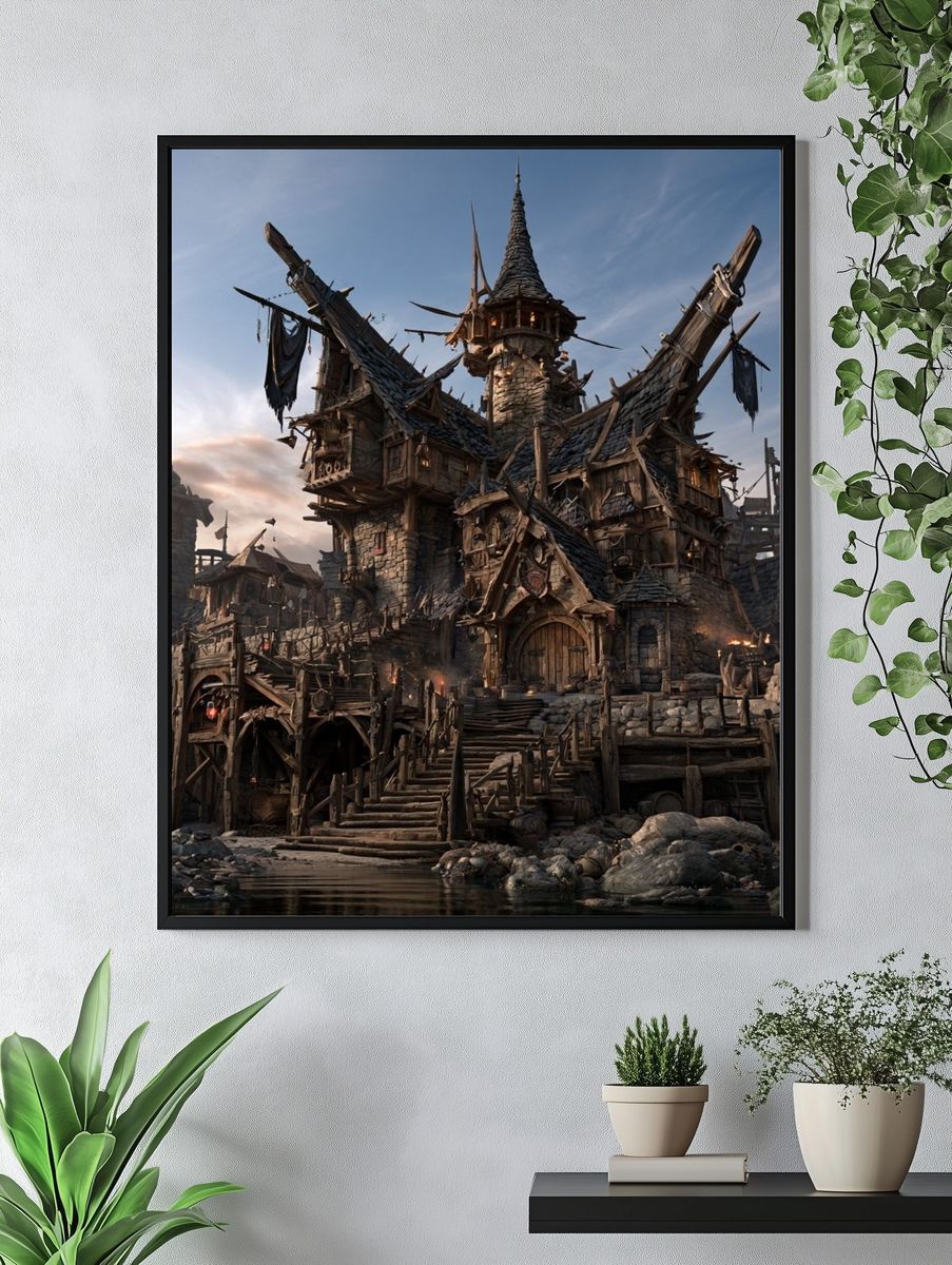 Fantasy Fortress Village Poster. — room view 4