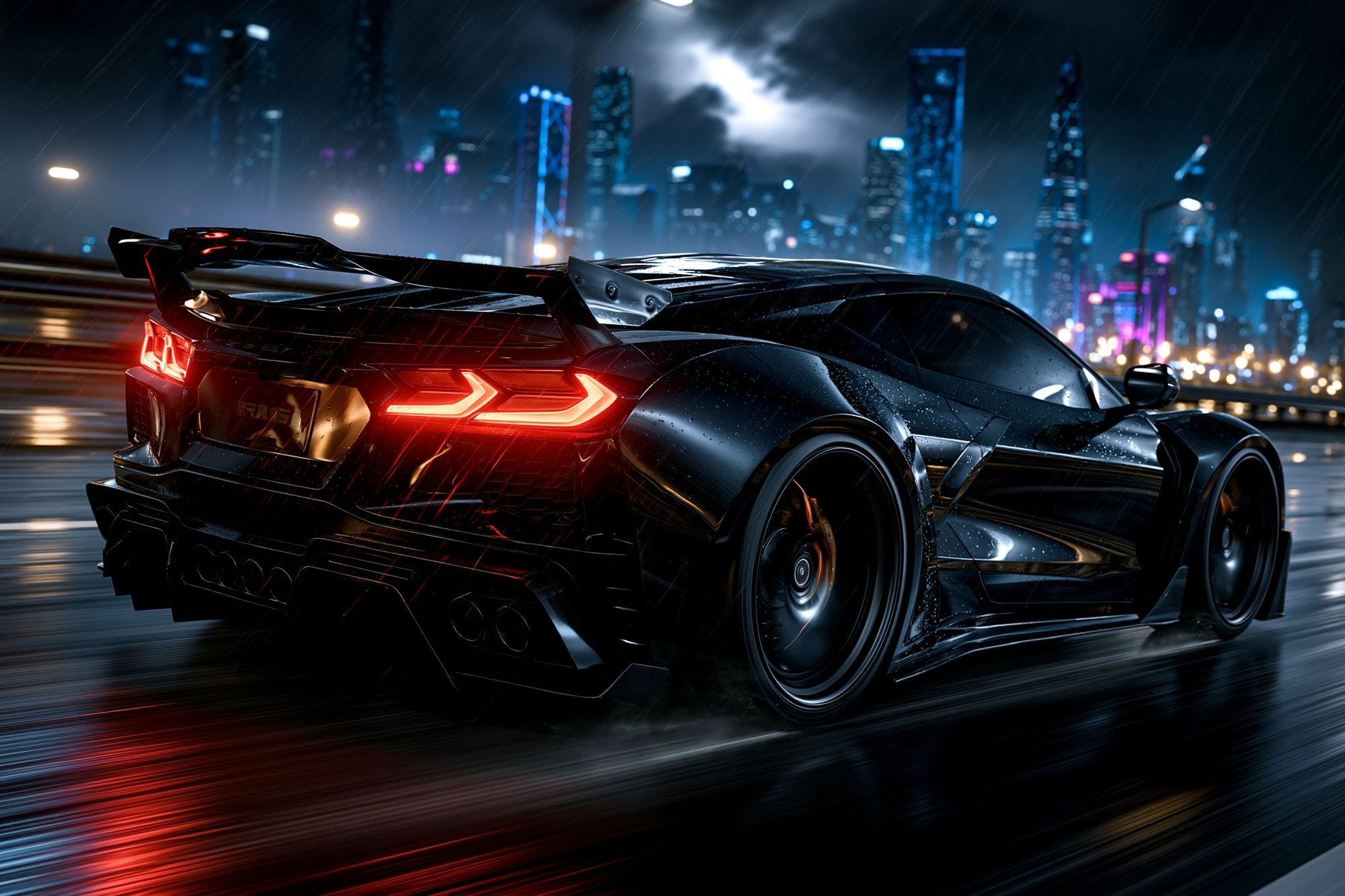 Neon Supercar Night Drive Poster. poster — illustration art