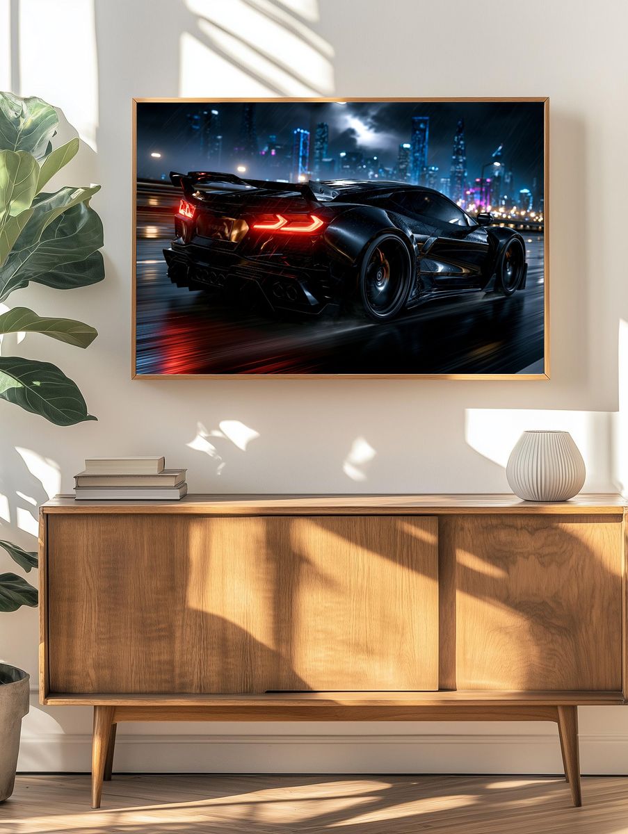 Neon Supercar Night Drive Poster. — room view 3
