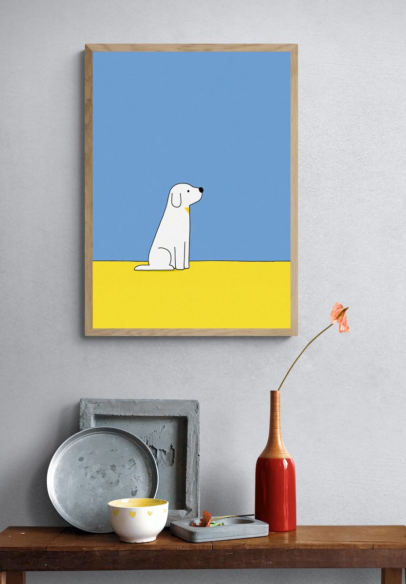 Minimal Dog Illustration Poster. — room view 3