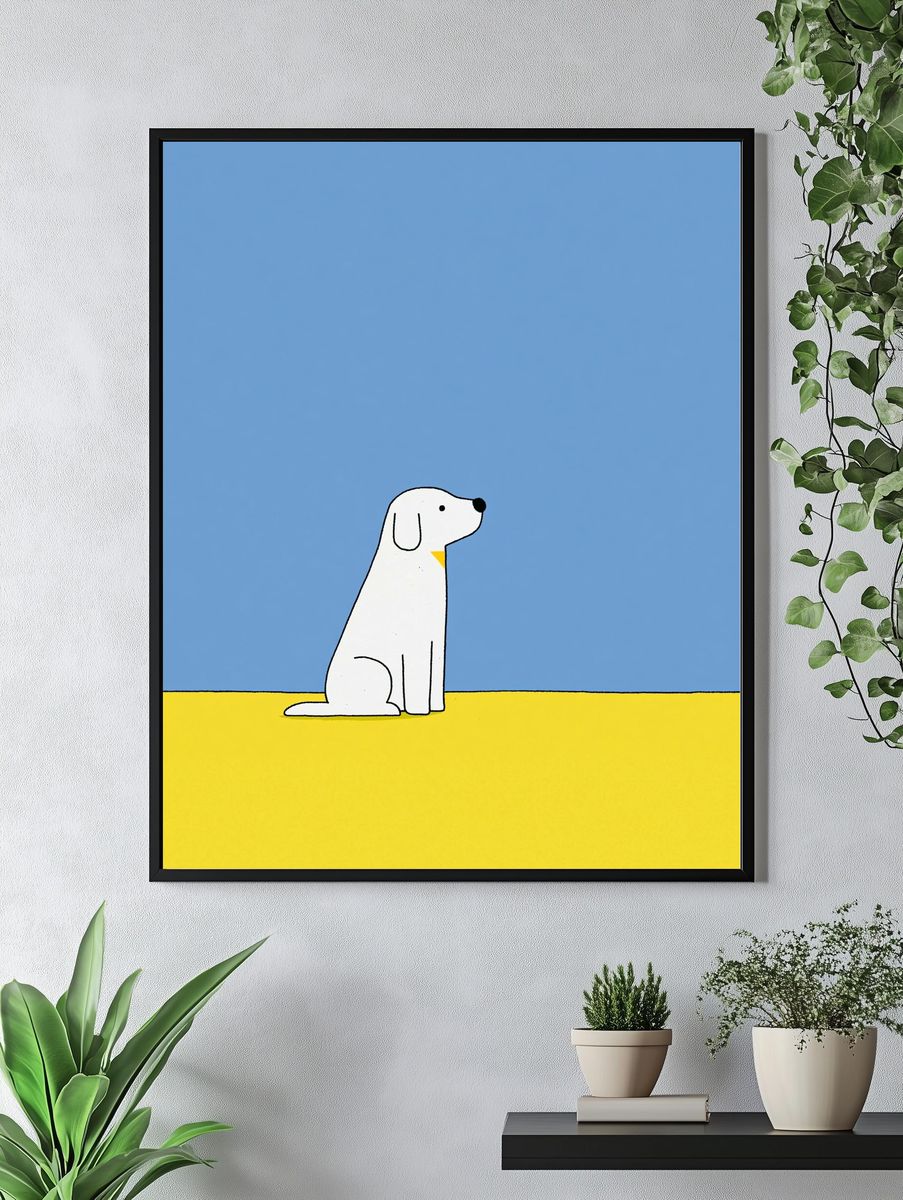 Minimal Dog Illustration Poster. — room view 4