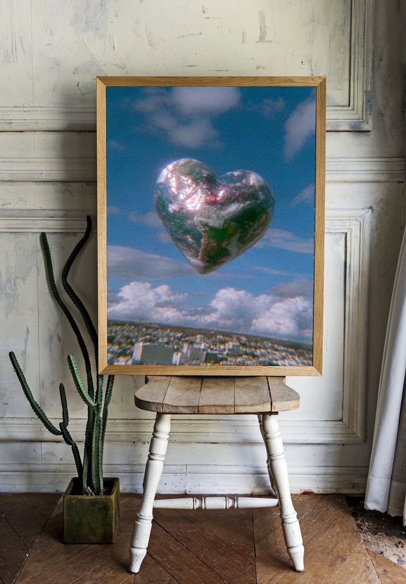 Floating Heart Sky Poster. — room view 1