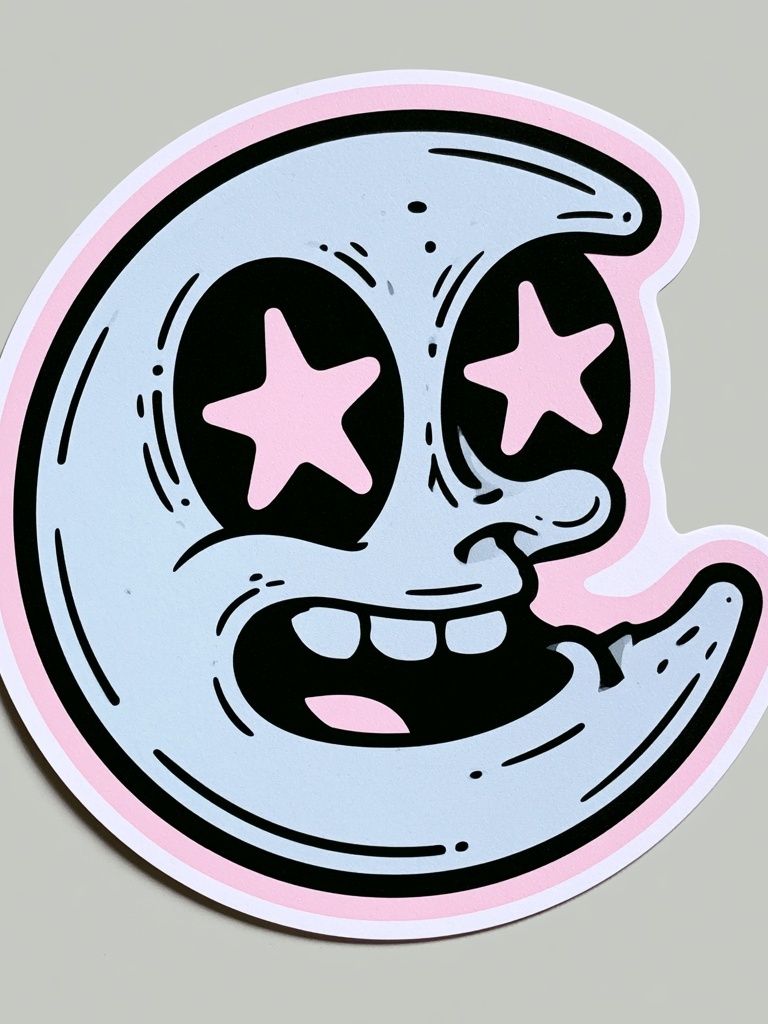 Cute Moon Face Cartoon Poster. poster detail