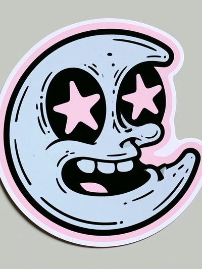 Cute Moon Face Cartoon Poster.