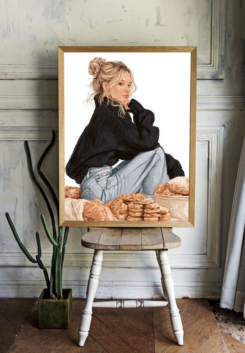 Bakery Girl Illustration Poster. room preview