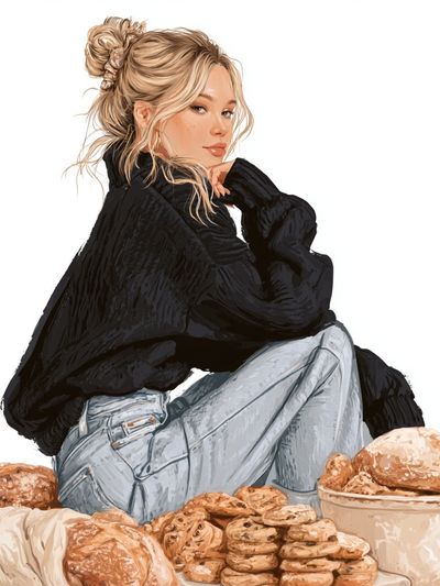 Bakery Girl Illustration Poster. poster