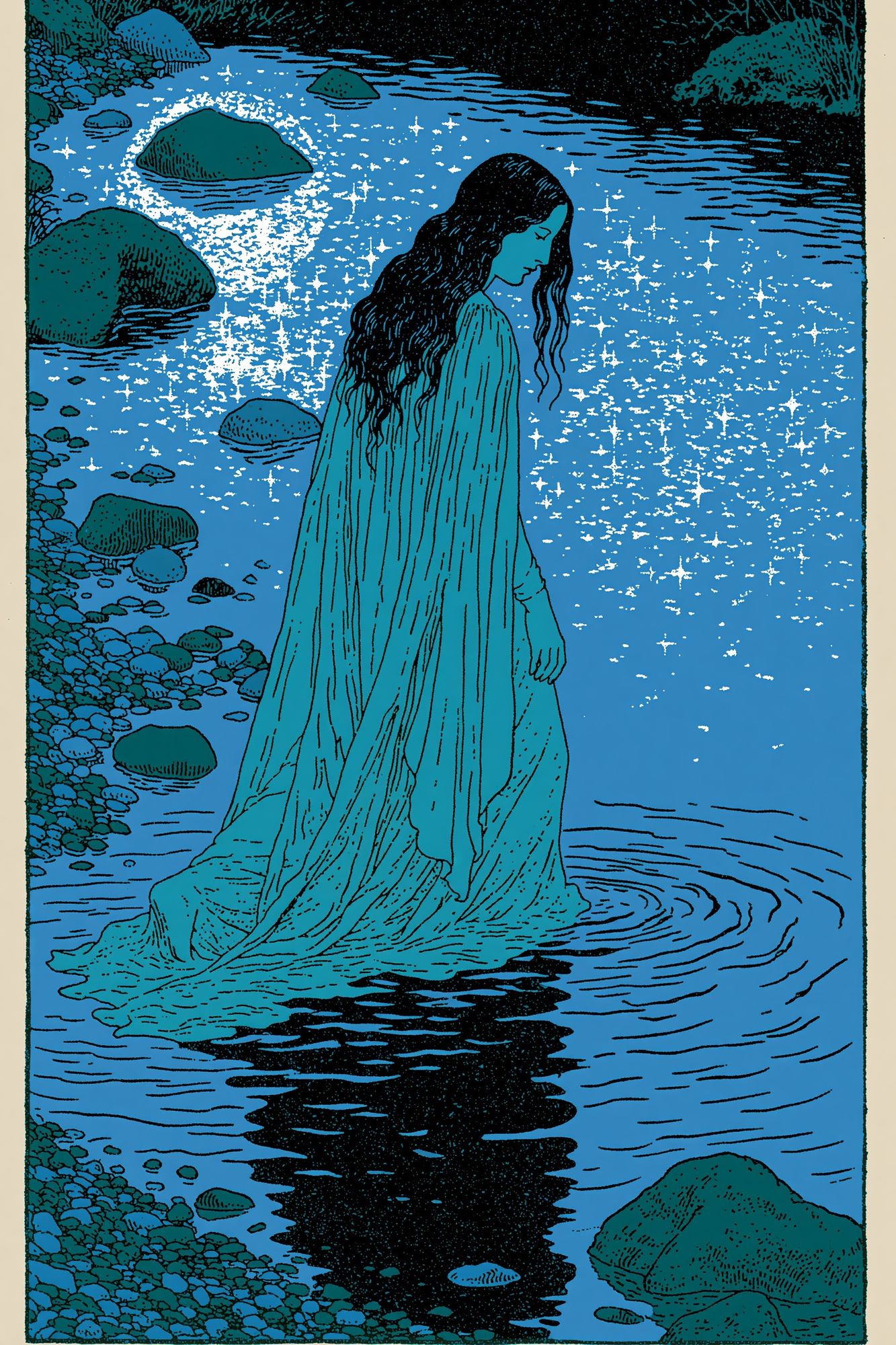 Mystic River Woman Illustration Poster. poster detail