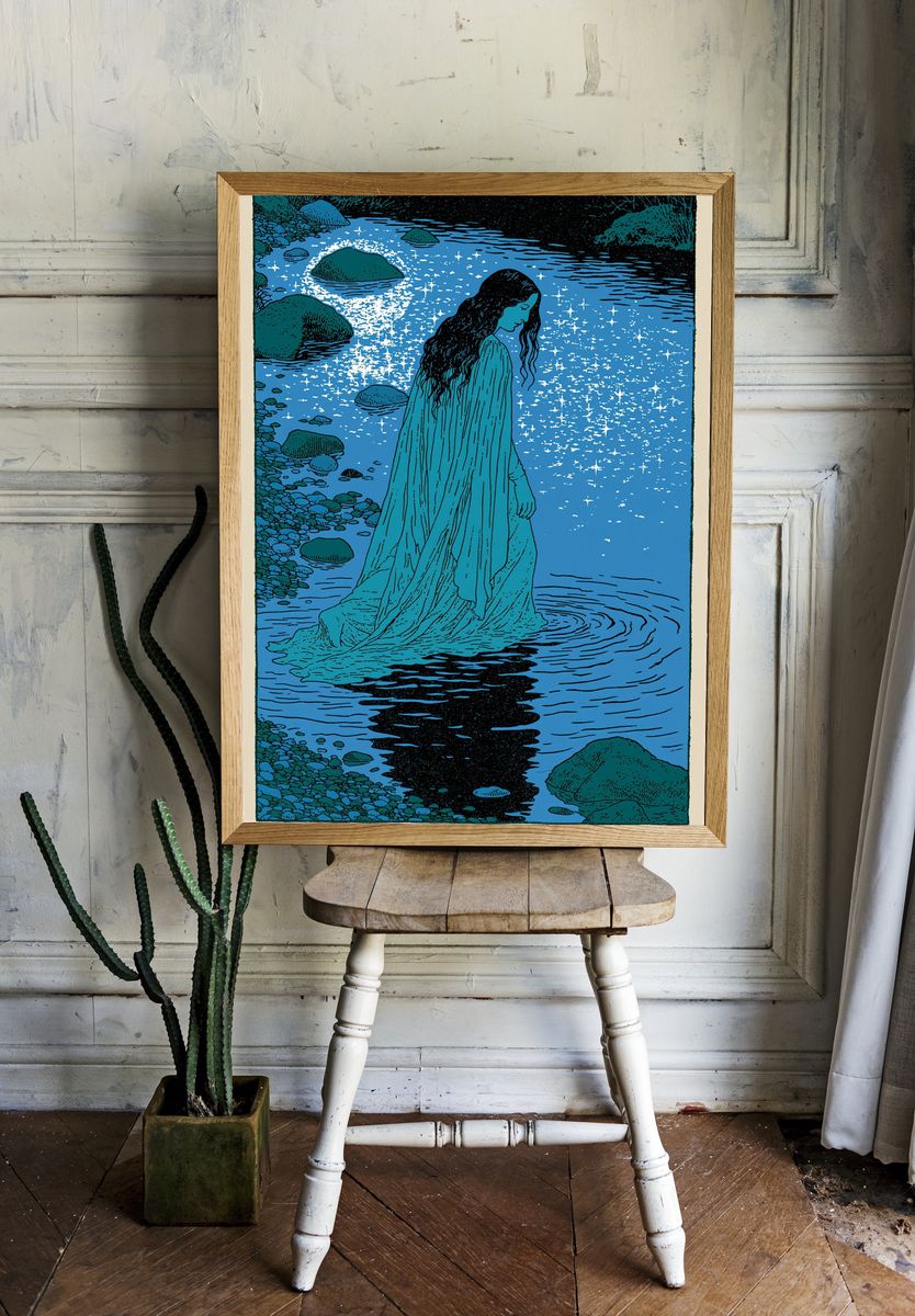 Mystic River Woman Illustration Poster. room preview