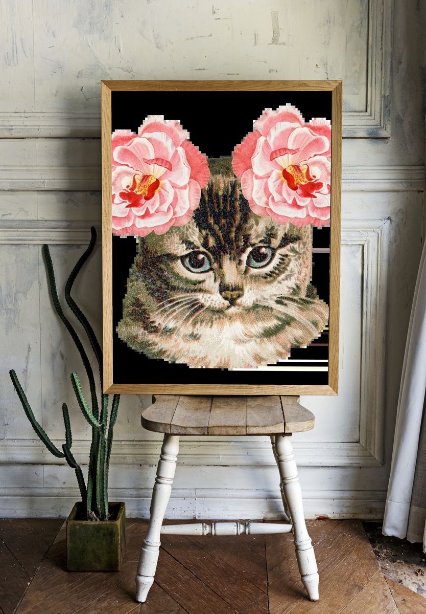 Hand drawn cute cat ever-blowing. — room view 1