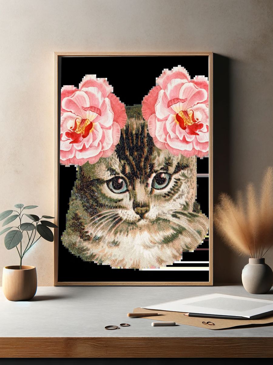 Hand drawn cute cat ever-blowing. — room view 2