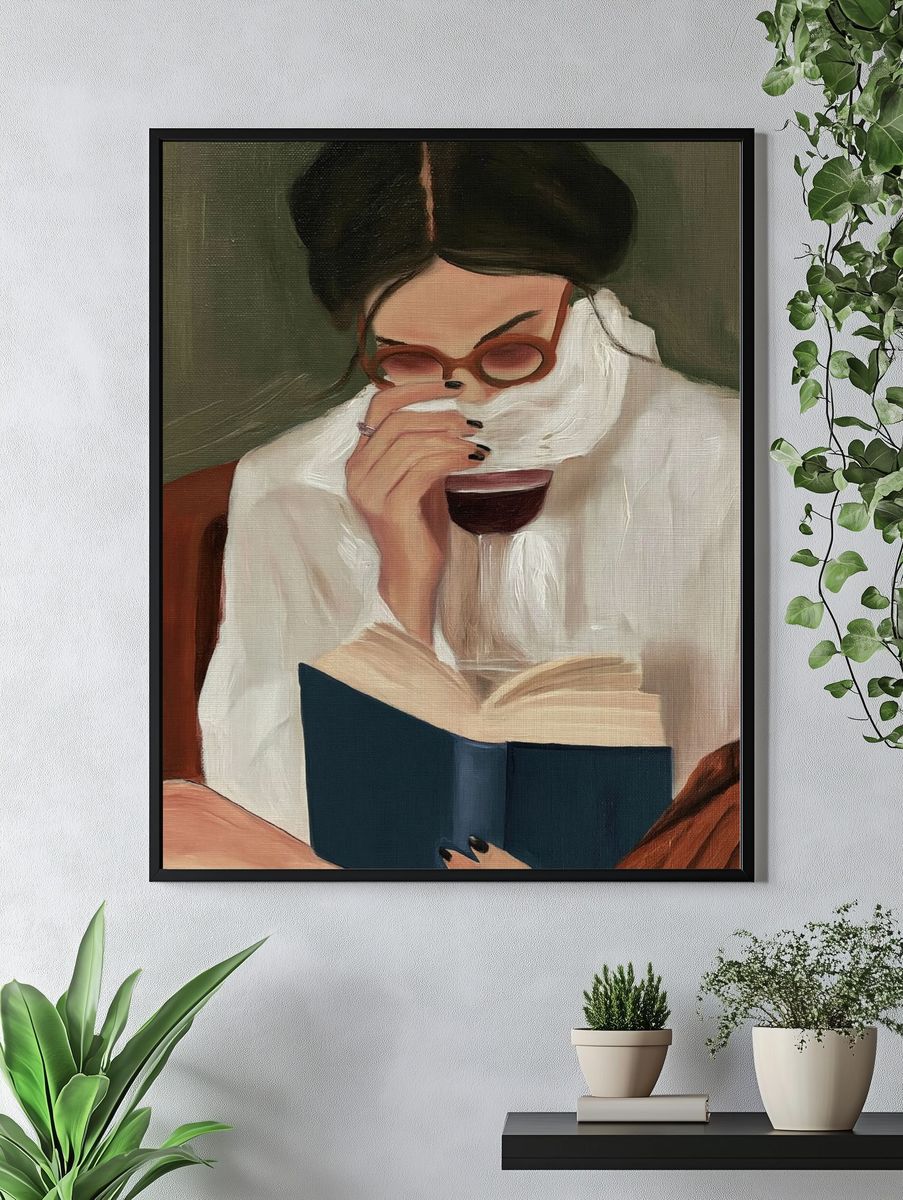 Reading Woman Portrait Print. — room view 4