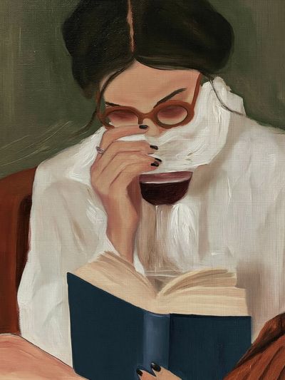 Reading Woman Portrait Print.