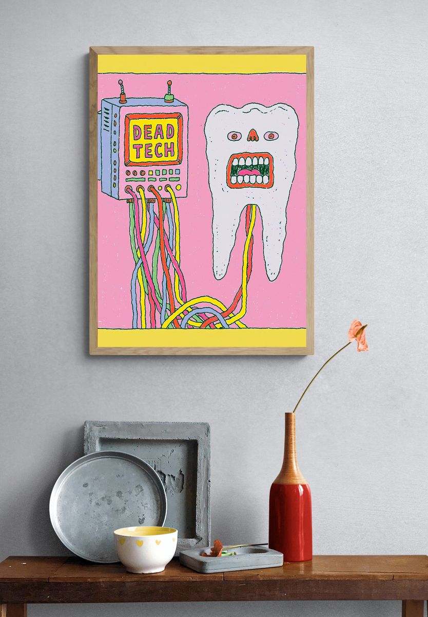 Dead Tech Surreal Illustration Poster. — room view 3