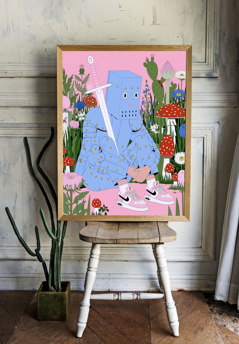 Surreal Knight Garden Poster. — room view 1