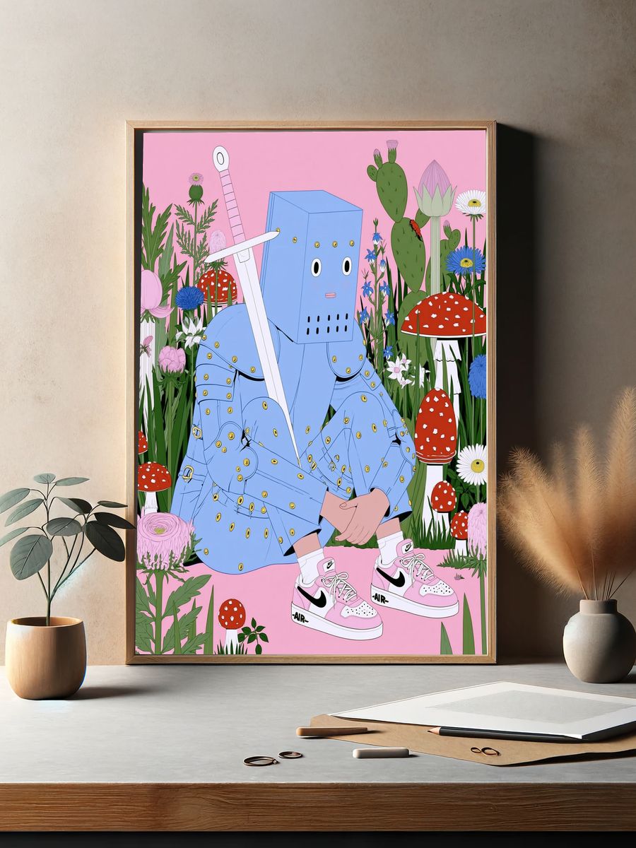 Surreal Knight Garden Poster. — room view 2