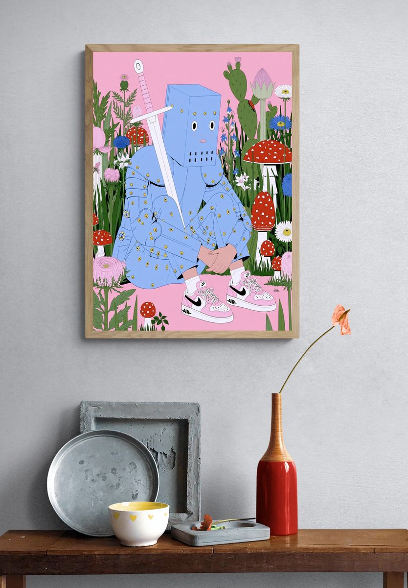 Surreal Knight Garden Poster. — room view 3