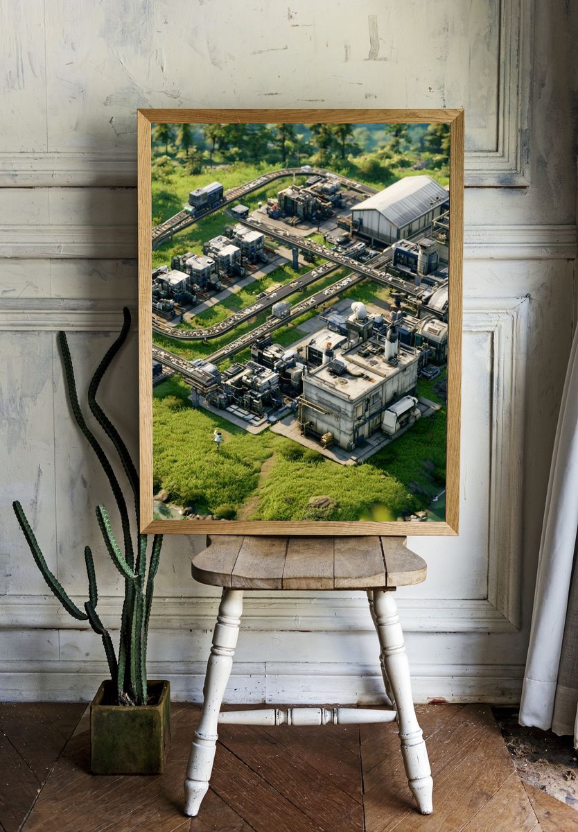Industrial Base Landscape Print. room preview