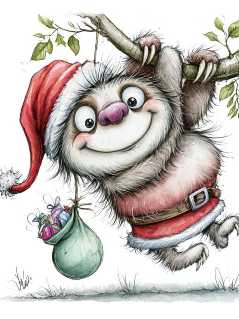 Christmas Sloth Illustration Poster. poster — illustration art