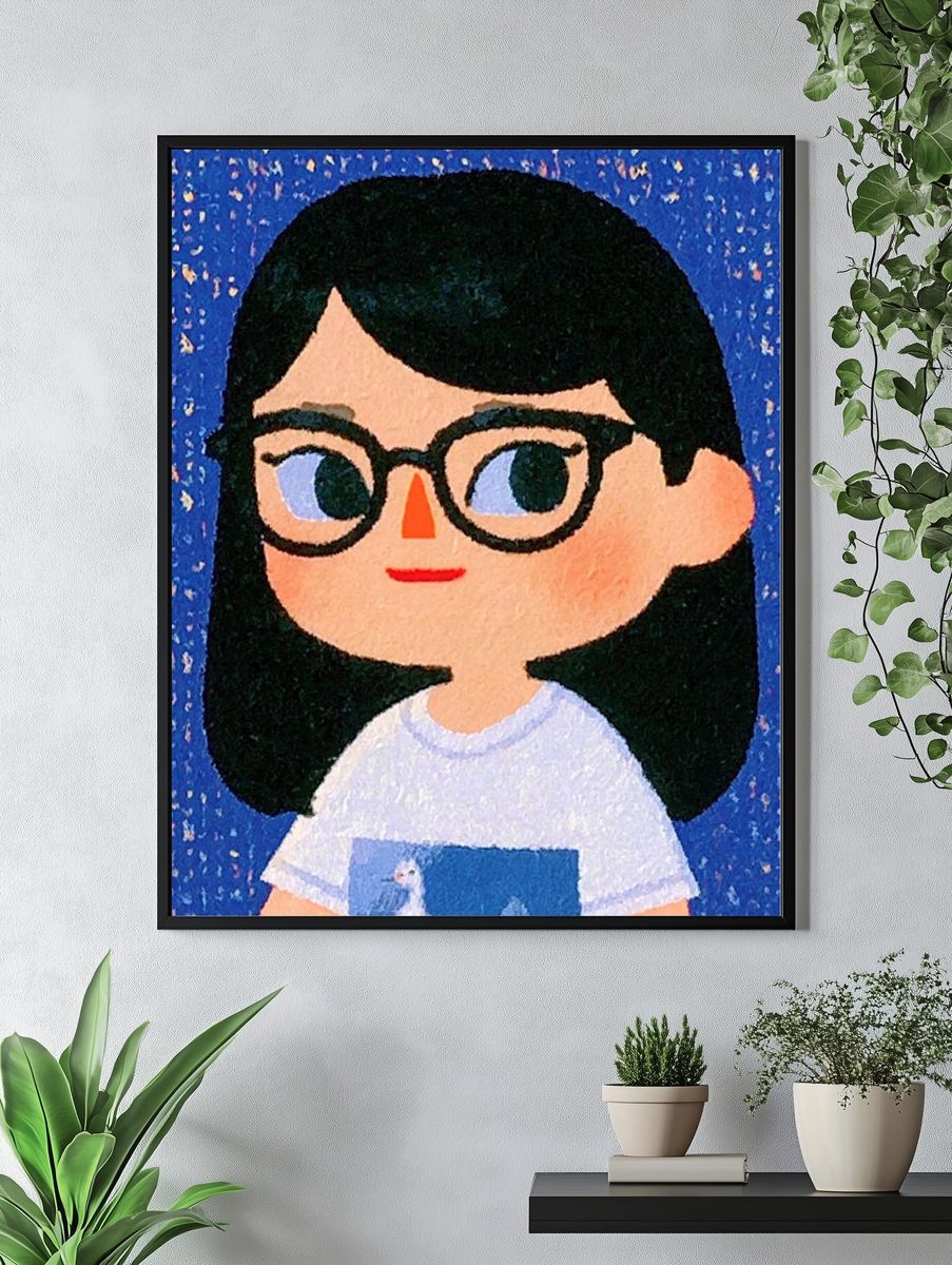 Girl with Glasses Illustration Poster. — room view 4