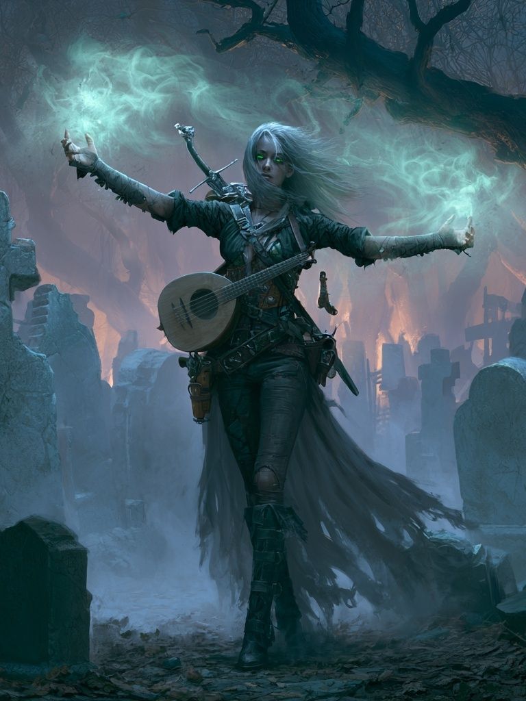 Necromancer Bard Fantasy Print. poster — illustration art