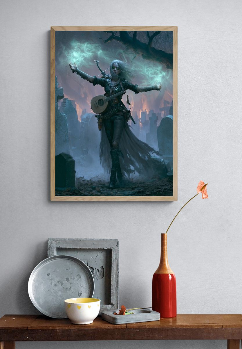 Necromancer Bard Fantasy Print. — room view 3