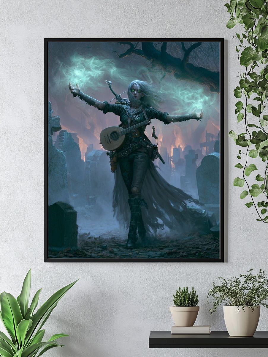 Necromancer Bard Fantasy Print. — room view 4