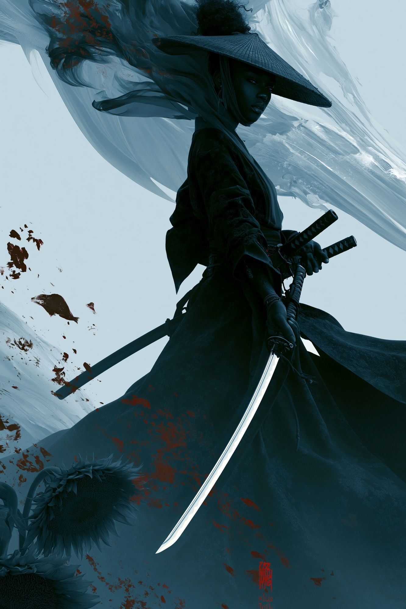 Samurai Warrior Digital Art Poster. poster detail