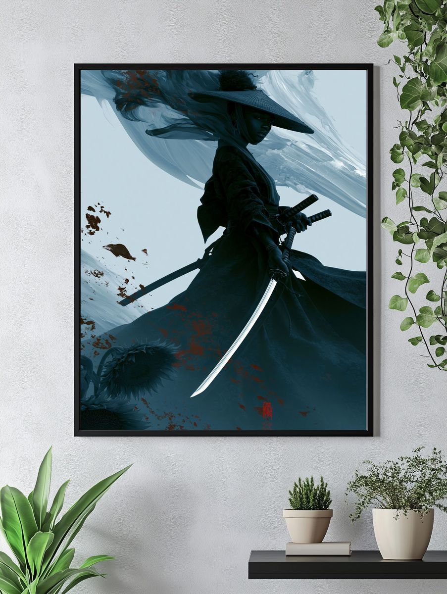 Samurai Warrior Digital Art Poster. — room view 4