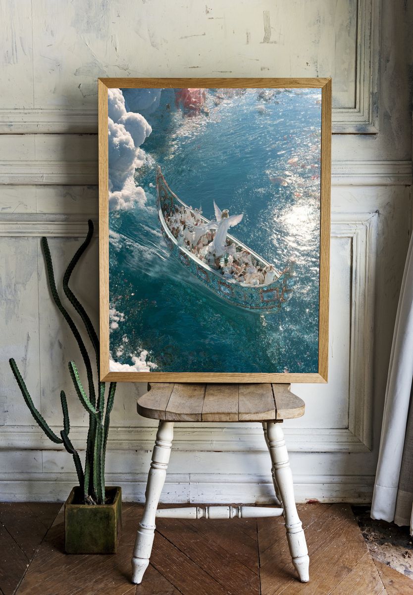 Celestial Boat Voyage Illustration Print. — room view 1