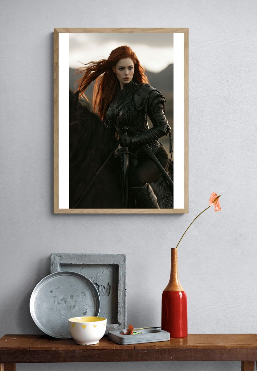 Red-Haired Warrior Portrait Print. — room view 3