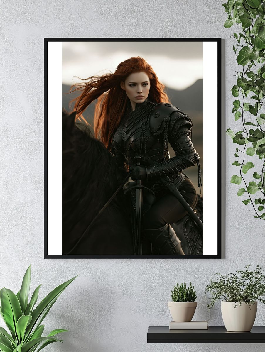 Red-Haired Warrior Portrait Print. — room view 4