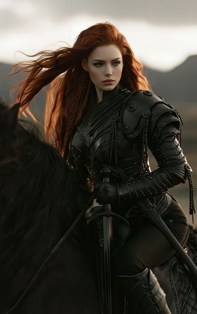 Red-Haired Warrior Portrait Print.