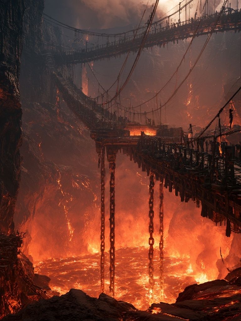 Lava Bridge Inferno Illustration Poster. poster detail