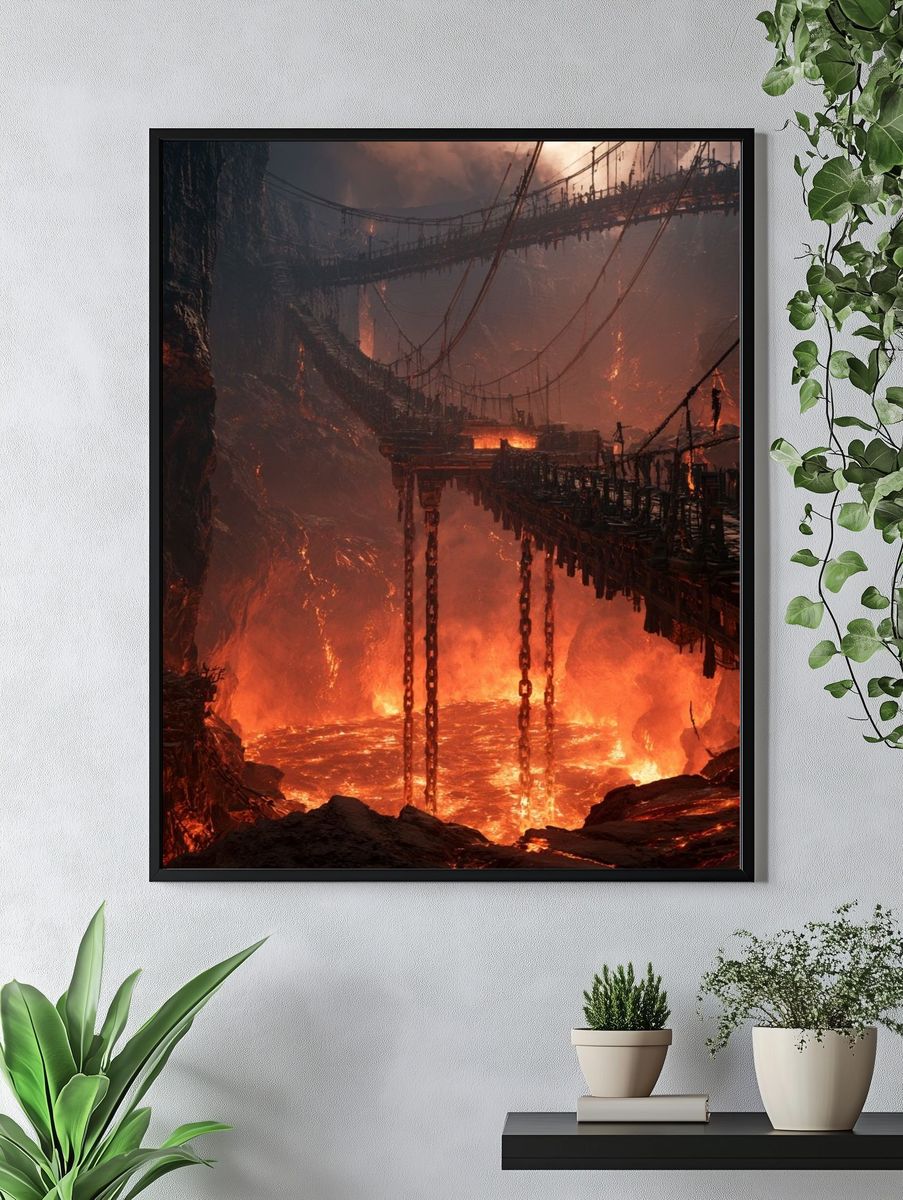 Lava Bridge Inferno Illustration Poster. — room view 4