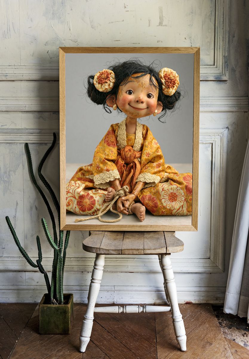 Whimsical Doll Portrait Print. room preview